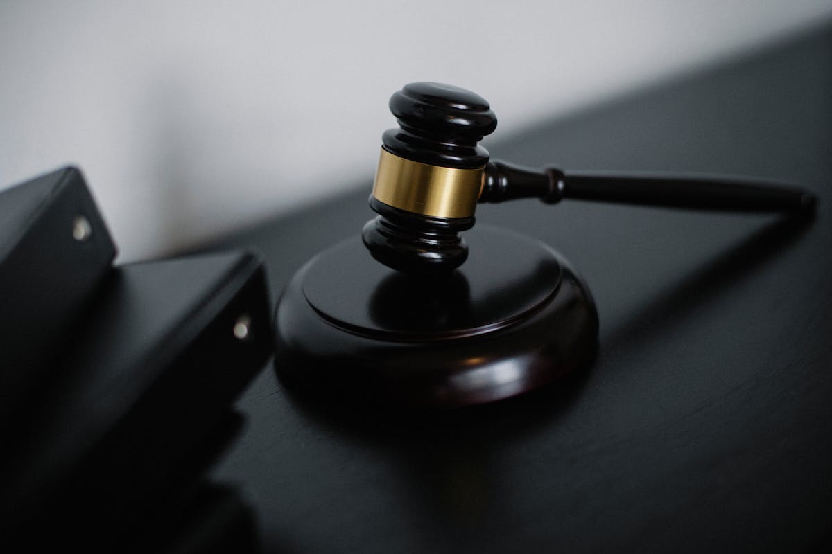 Courtroom interior and gavel